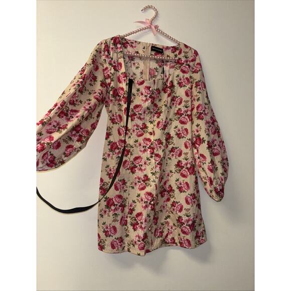 NWT Pretty Little Thing Sz 8 Med Mini Dress, Floral Cotton Cottage Peasant Prep - Picture 8 of 10